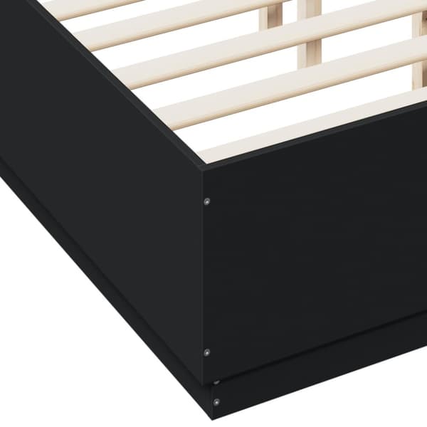 vidaXL sengeramme med LED-lys 135x190 cm konstrueret træ sort