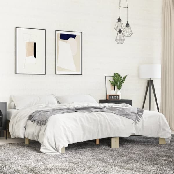 vidaXL Sängynrunko Sonoma tammi 180x200 cm tekninen puu ja metalli