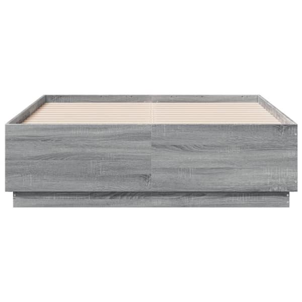 vidaXL Sengeramme grå sonoma 135x190 cm konstruert tre