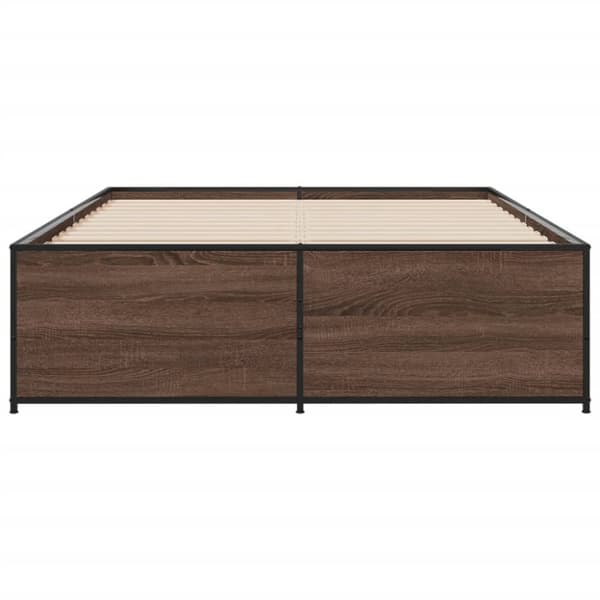 vidaXL Sengeramme brun eik 140x190 cm konstruert tre og metall