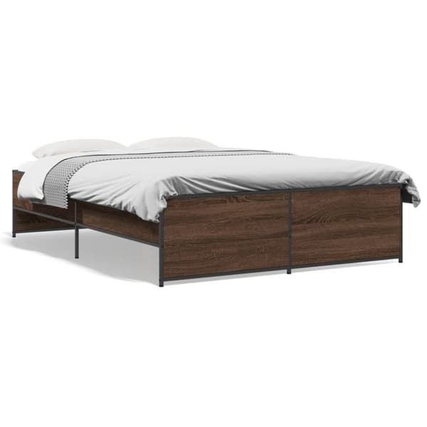 vidaXL Sengeramme brun eik 140x190 cm konstruert tre og metall