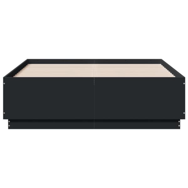 vidaXL Sengeramme med LED-lys svart 135x190 cm konstruert tre