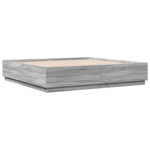 vidaXL Sengeramme grå sonoma 200x200 cm konstruert tre