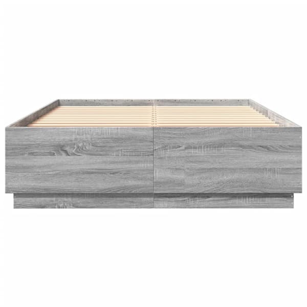 vidaXL Sengeramme grå sonoma 160x200 cm konstruert tre