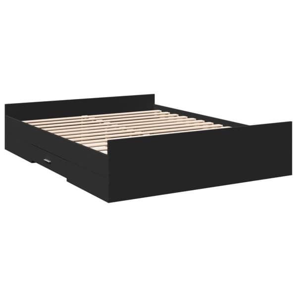 vidaXL Sengeramme med skuffer svart 140x200 cm konstruert tre
