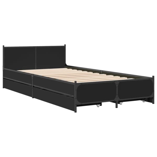 vidaXL Sengeramme med skuffer svart 90x190 cm konstruert tre