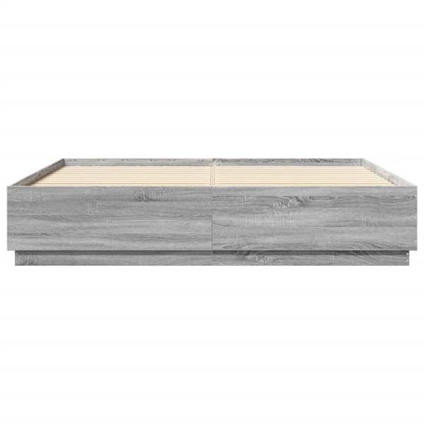 vidaXL Sängynrunko harmaa Sonoma 200x200 cm tekninen puu