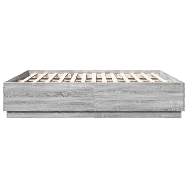 vidaXL Sängynrunko harmaa Sonoma 200x200 cm tekninen puu
