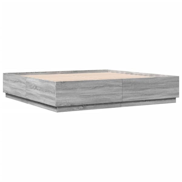 vidaXL Sängynrunko harmaa Sonoma 200x200 cm tekninen puu