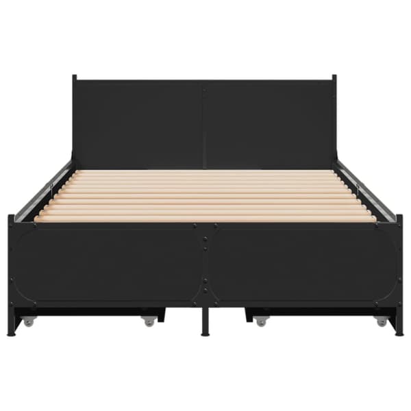 vidaXL Sängynrunko laatikoilla musta 90x190 cm tekninen puu