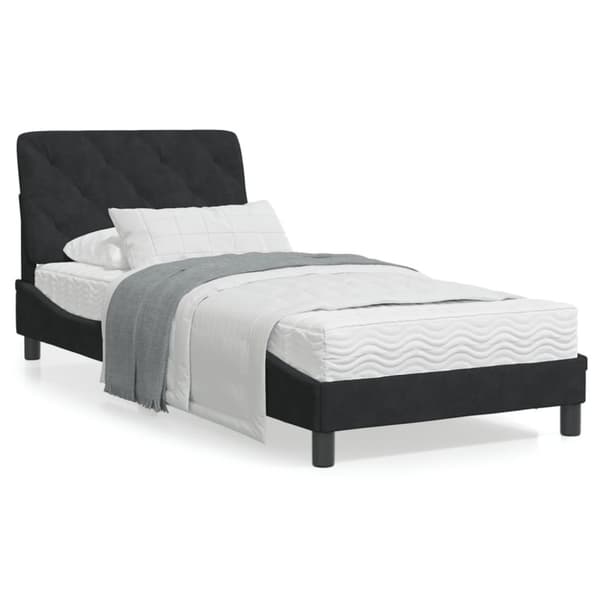 vidaXL seng med madras 90x200 cm velour sort