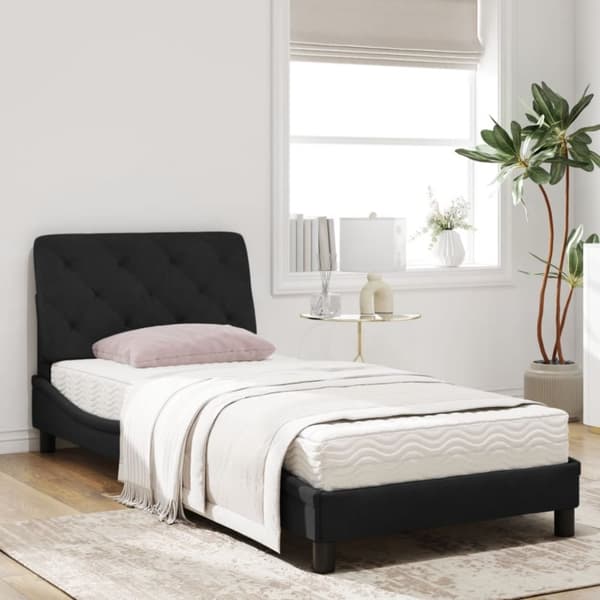 vidaXL seng med madras 90x200 cm velour sort