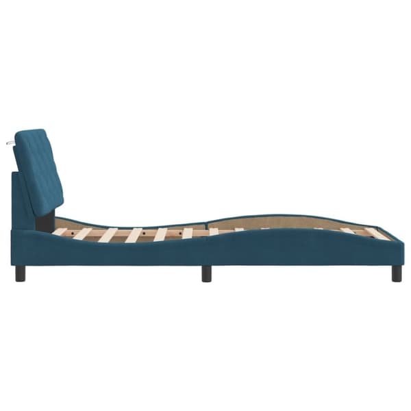 vidaXL sengeramme med sengegavl 90x190 cm fløjl blå