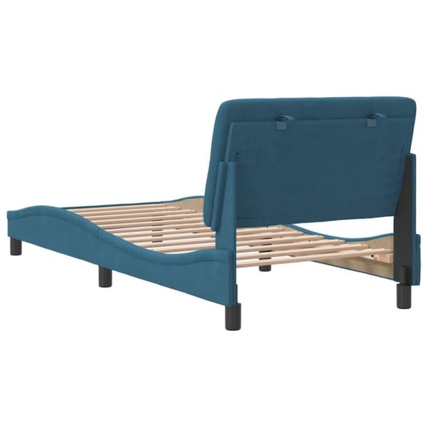 vidaXL sengeramme med sengegavl 90x190 cm fløjl blå
