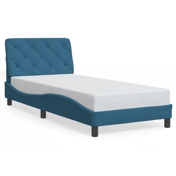 vidaXL sengeramme med sengegavl 90x190 cm fløjl blå
