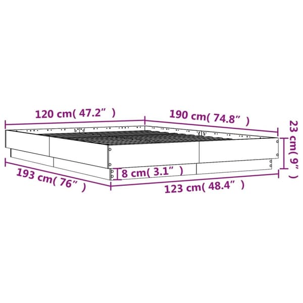 vidaXL Sengeramme hvit 120x190 cm konstruert tre