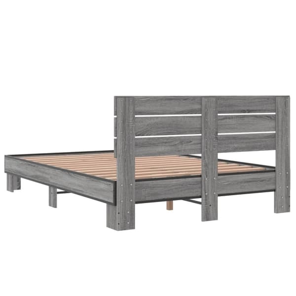 vidaXL Sängynrunko harmaa Sonoma 135x190 cm tekninen puu ja metalli