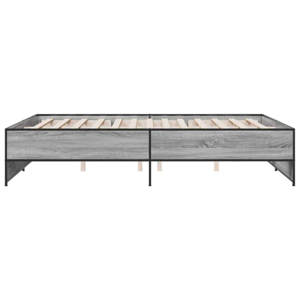 vidaXL Sengeramme grå sonoma 140x200 cm konstruert tre og metall