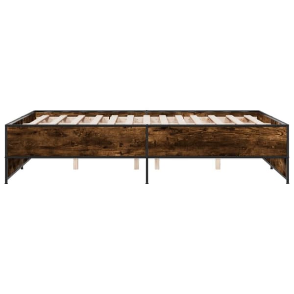 vidaXL Sengeramme røkt eik 140x190 cm konstruert tre og metall