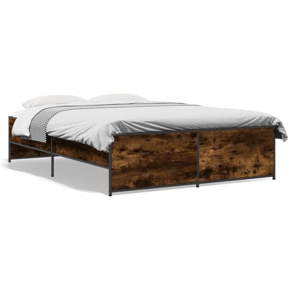 vidaXL Sengeramme røkt eik 140x190 cm konstruert tre og metall
