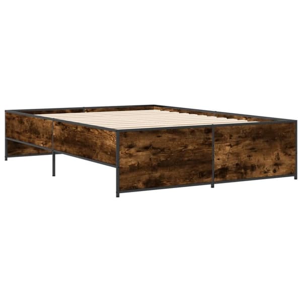 vidaXL Sengeramme røkt eik 140x190 cm konstruert tre og metall