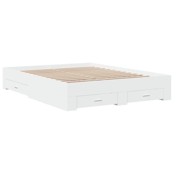 vidaXL Sängram med lådor vit 160x200 cm konstruerat trä