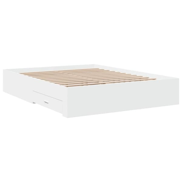 vidaXL Sängram med lådor vit 160x200 cm konstruerat trä
