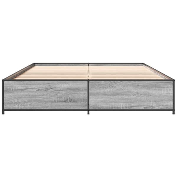 vidaXL Sengeramme grå sonoma 120x190 cm konstruert tre og metall