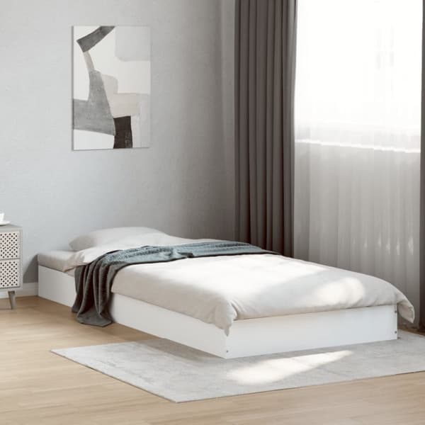 vidaXL Sängram vit 90x200 cm konstruerat trä