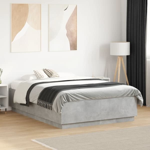 vidaXL Sängynrunko betoninharmaa 135x190 cm tekninen puu
