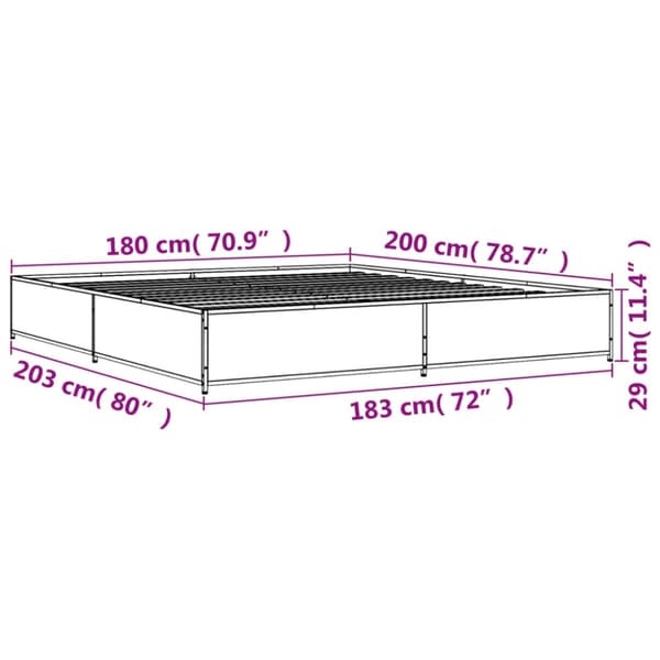 vidaXL Sängynrunko musta 180x200 cm tekninen puu ja metalli