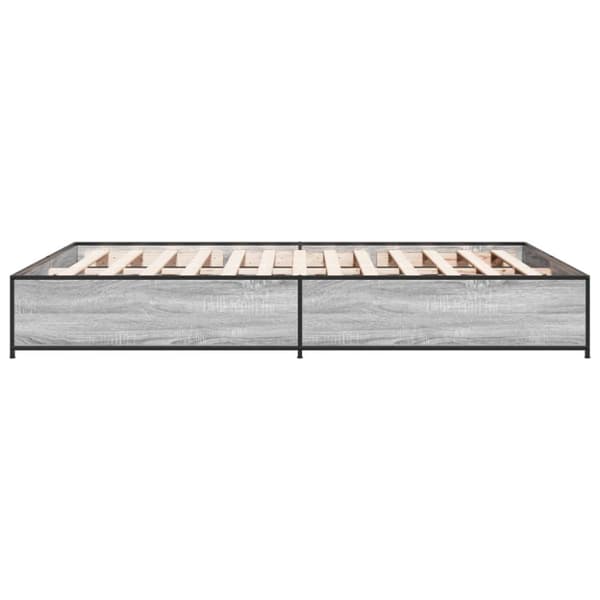 vidaXL Sängynrunko harmaa Sonoma 120x190 cm tekninen puu ja metalli