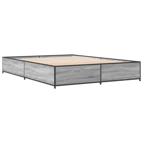 vidaXL Sängynrunko harmaa Sonoma 120x190 cm tekninen puu ja metalli