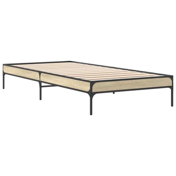 vidaXL Sengeramme sonoma eik 90x190 cm konstruert tre og metall