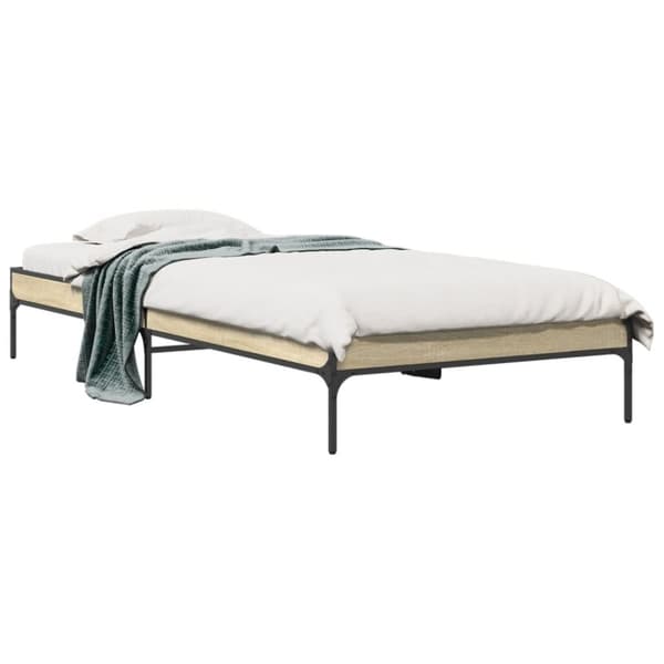 vidaXL Sengeramme sonoma eik 90x190 cm konstruert tre og metall
