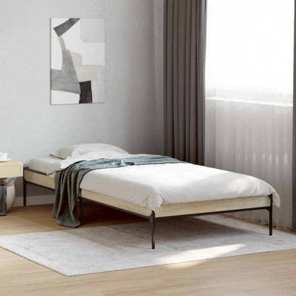 vidaXL Sengeramme sonoma eik 90x190 cm konstruert tre og metall