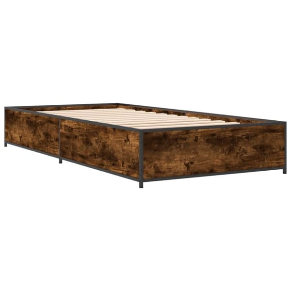 vidaXL Sängynrunko savutammi 100x200 cm tekninen puu ja metalli