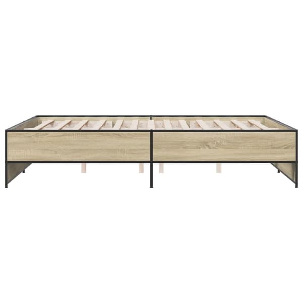 vidaXL sengestel 140x200 cm konstrueret træ og metal sonoma-eg