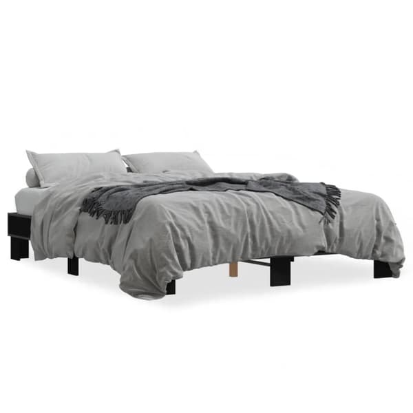vidaXL sengestel 150x200 cm konstrueret træ og metal sort