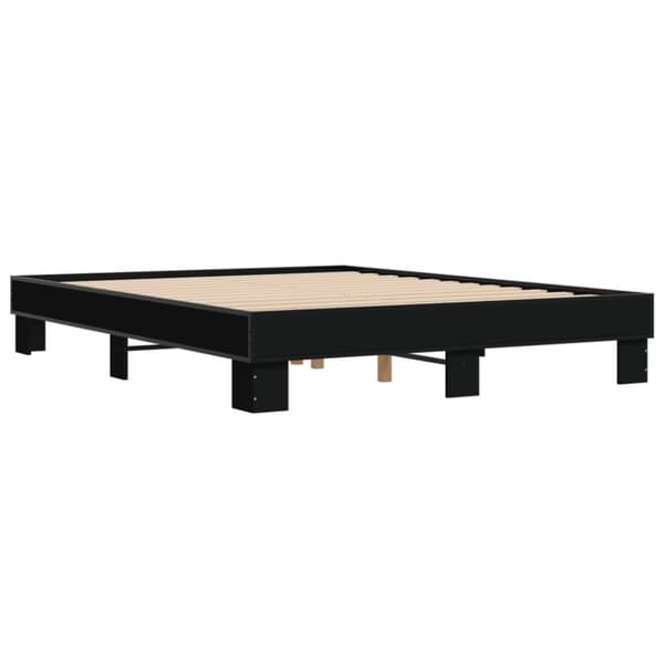 vidaXL sengestel 150x200 cm konstrueret træ og metal sort