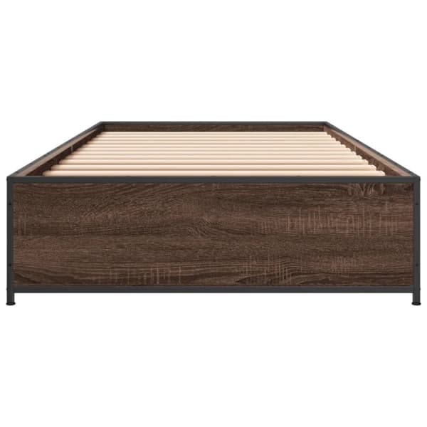 vidaXL Sängynrunko ruskea tammi 100x200 cm tekninen puu ja metalli