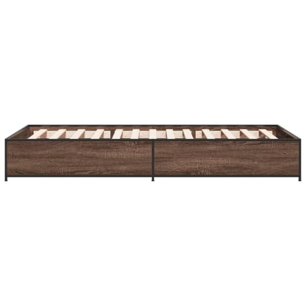 vidaXL Sängynrunko ruskea tammi 100x200 cm tekninen puu ja metalli