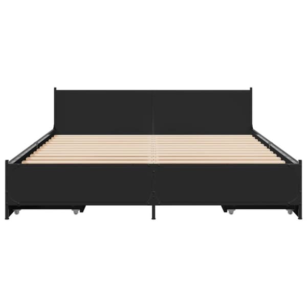 vidaXL Sängynrunko laatikoilla musta 150x200 cm tekninen puu