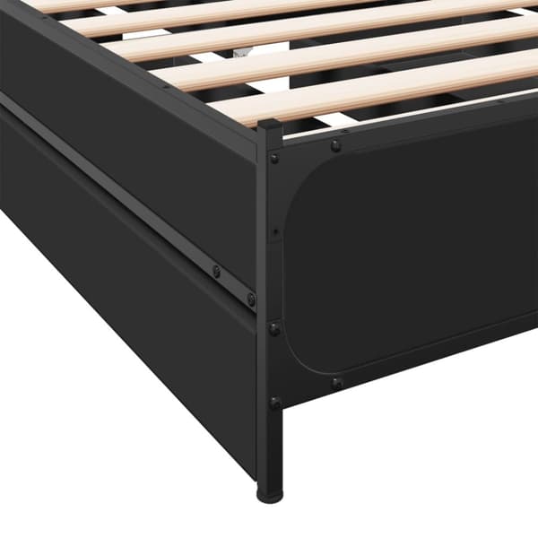 vidaXL Sängynrunko laatikoilla musta 90x200 cm täysi puu