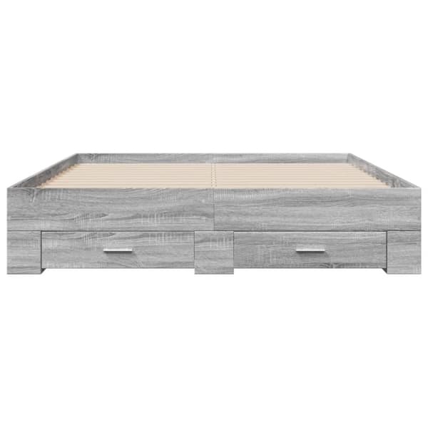 vidaXL sengeramme med skuffer 160x200 cm konstrueret træ grå sonoma-eg
