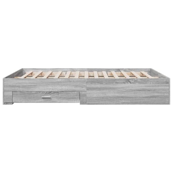 vidaXL sengeramme med skuffer 160x200 cm konstrueret træ grå sonoma-eg