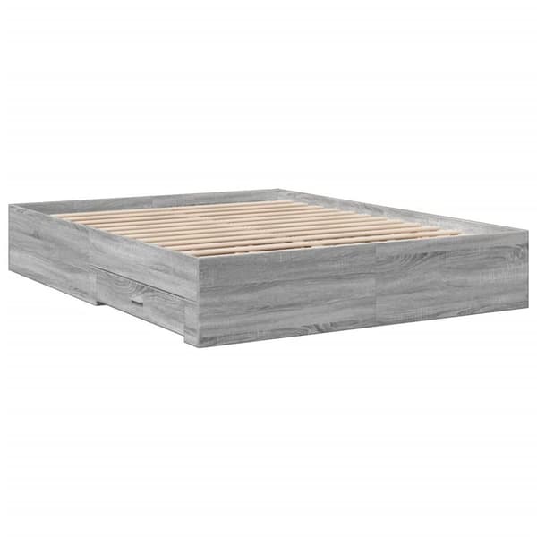 vidaXL sengeramme med skuffer 160x200 cm konstrueret træ grå sonoma-eg