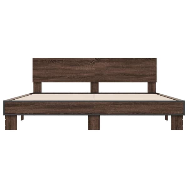 vidaXL Sängynrunko ruskea tammi 200x200 cm tekninen puu ja metalli