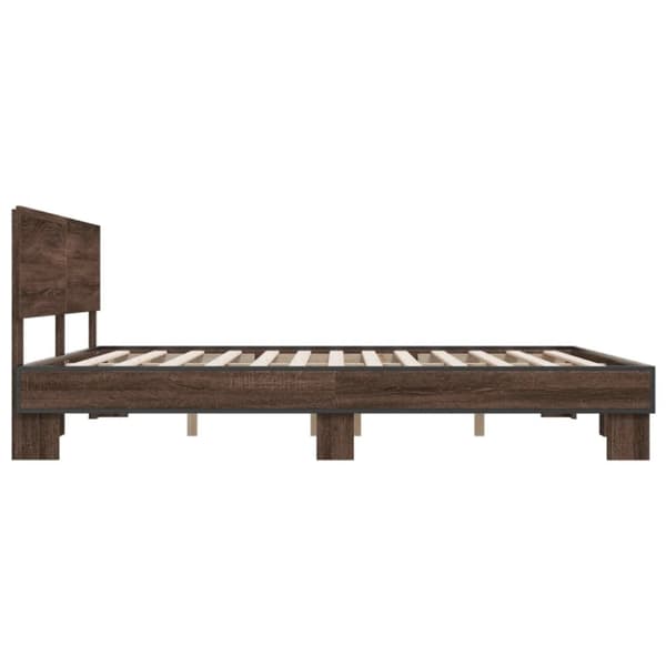 vidaXL Sängynrunko ruskea tammi 200x200 cm tekninen puu ja metalli