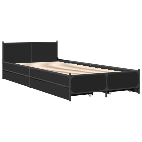 vidaXL Sengeramme med skuffer svart 90x200 cm konstruert tre